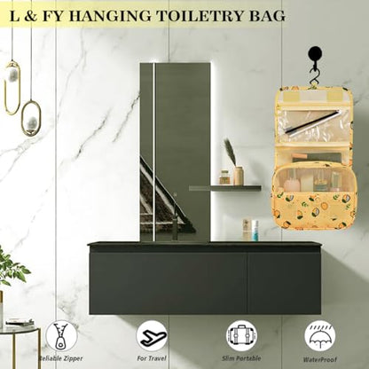 L&FY Hanging Travel Toiletry Bag For Women Travel Makeup Cosmetic Organizer Pouch Men's Dopp Kits With Handle,Hook