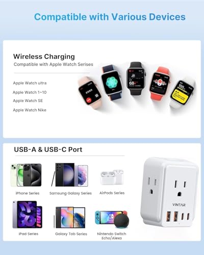 VINTAR Universal Travel Adapter for Apple Watch Charger, Type A,B,C,D,G,I,M - style: Type A/B/C/G/D/M/I-All in One Adapter