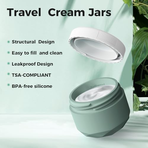Travel Containers for Toiletries, 4-Pack TSA Approved Silicone Jars (2.5oz) - color: Grey, size: 75ML (2.5oz)