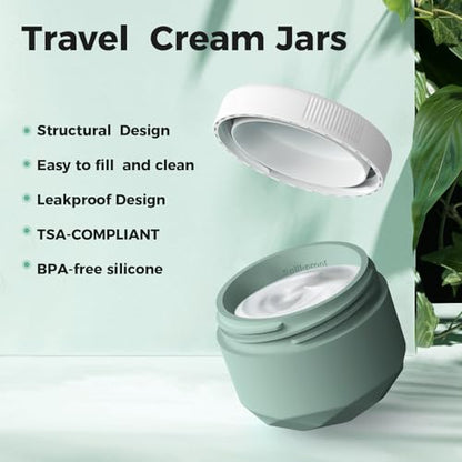 Travel Containers for Toiletries, 4-Pack TSA Approved Silicone Jars (2.5oz) - color: Grey, size: 75ML (2.5oz)