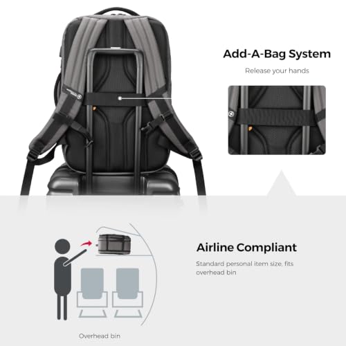 Swissdigital Design Travel Backpack 43l with USB Charging Port Laptop Backpack,TSA Friendly Flight Approved Carry-on Luggage Hand,Business Rucksack Fits 17 Inch Laptop Grey | SD1748-02 - color: Grey