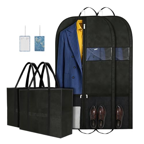 43" Suit Travel Garment Bags 2 Pack, Zipper Covers with Shoe Pocket - size: VAR-GarmentBag-43inch-2P-2
