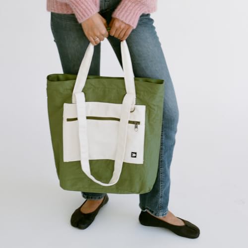 Thread Wallets Utility Tote – Large Travel Tote with Multi-Pocket Design, Laptop Compartment & Work Bag for Women (Scout) - color: Scout