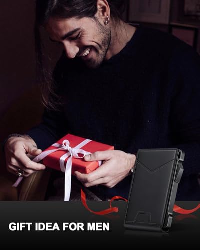 Wallet for Men RFID Wallet with 2 ID Windows & Money Clip, Slim Card Holder - color: Black