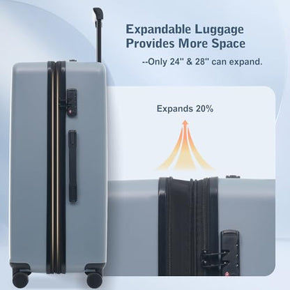 Merax 5 Piece Luggage Set,Front Opening Hardside Suitcase Set.Blue - color: Blue, size: 5 Piece(20/24/28/DB/TB)
