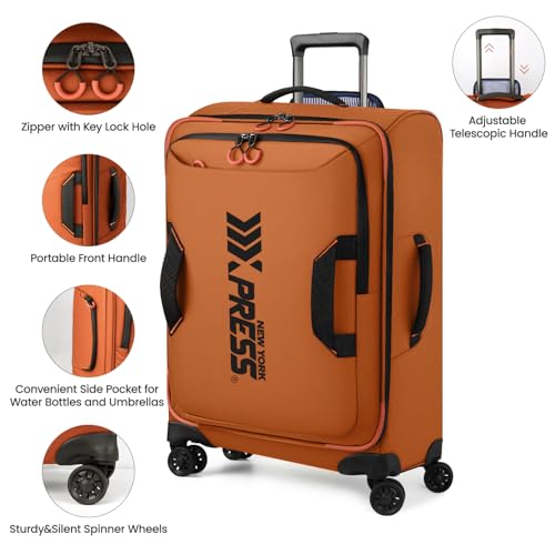 2-Piece Set(22/30in) Softside Luggage Sets w/Spinner Wheels - color: Orange, size: 2-Piece Set (22"/30'')
