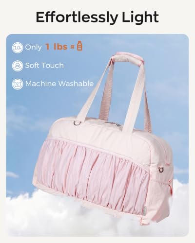 Cute Travel Duffle Bag for Women, Carry On Airline Personal Item Bag - color: BabyPink