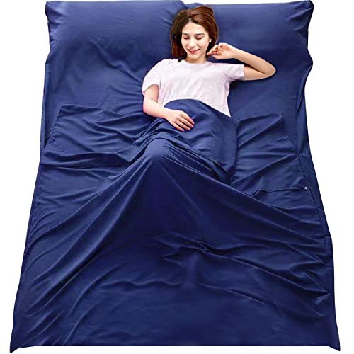 Sleeping Bag Liner, Camping Travel Home Bed Sheet Compact Sacks - color: Navy, size: 70.8*82.7"