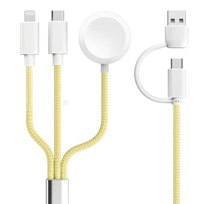 Rose Tattoo 3 in 2 USB C Charging Charger Cable Compatible with Apple Watch - color: Lemon Yellow