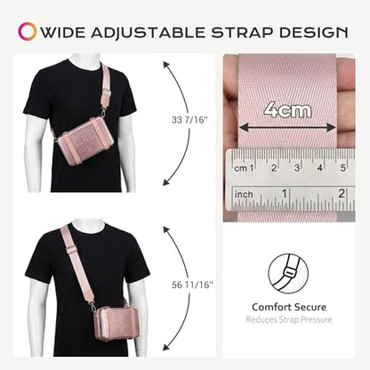 BYOOTIQUE Aluminum Hard Shell Purse with Strap Cosmetic Makeup Case Travel - color: Pink With Travel Case