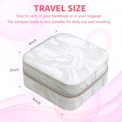 Travel Jewelry Case,Small Jewelry Box with Mirror,Gift for Girls Women - color: Flowing Silver White