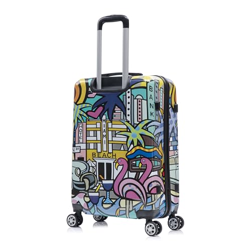 InUSA Miami Print 24-Inch Medium Hardside Spinner Luggage Lightweight Bag - color: Cities, size: 24 Inch