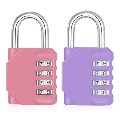 ZHEGE Gym Locker Lock 2 Pack, Resettable 4 Digit Combo Lock (Pink & Purple) - color: 2P, Pink&Purple, size: 2P