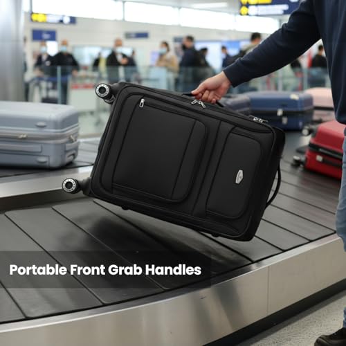Softside Luggage Sets 3 Piece w/Front Pockets,Expandable - color: Black, size: 3-Piece Set (20"/26"/30'')