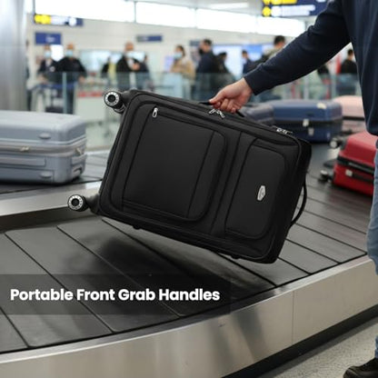 Softside Luggage Sets 3 Piece w/Front Pockets,Expandable - color: Black, size: 3-Piece Set (20"/26"/30'')