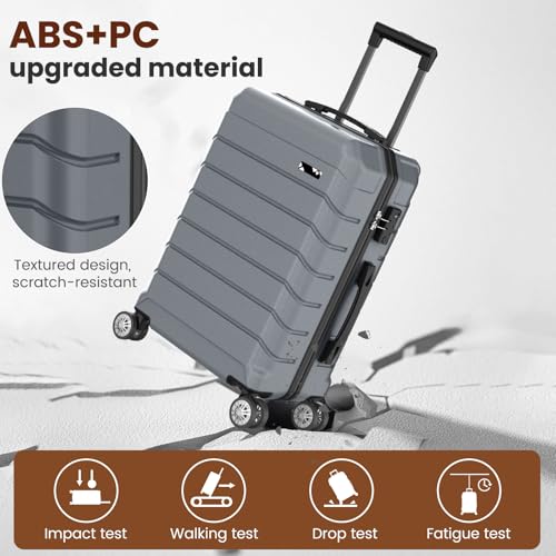 Luggage Sets 3 Piece Lightweight Durable Hardshell Suitcase (Grey) - color: GREY