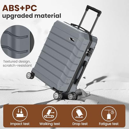 Luggage Sets 3 Piece Lightweight Durable Hardshell Suitcase (Grey) - color: GREY