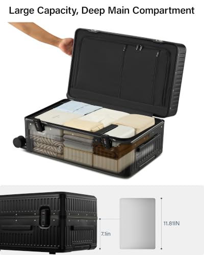 MILADA 24'' Hardshell Checked Suitcase, Trunk Zipperless Aluminum Luggage - color: Jet Black, size: Trunk 24 Inch