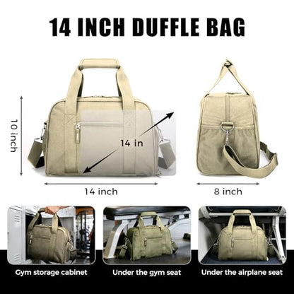 Searock 14 inch Small Gym Bag with Shoe Compartment - color: Khaki, size: 14 x 8 x 10″ (Small)