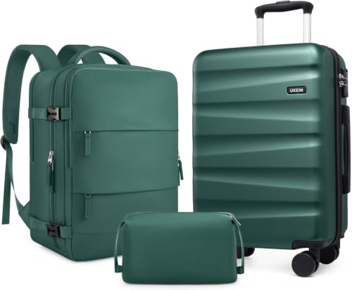 UKEIN Luggage Set with Backpack,Hardshell Carry On Luggage Airline Approved - color: Dark Green