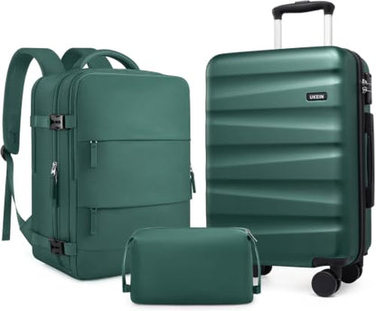 UKEIN Luggage Set with Backpack,Hardshell Carry On Luggage Airline Approved - color: Dark Green