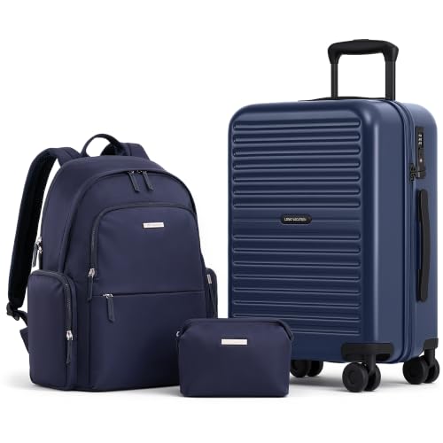 LONG VACATION Luggage Sets, 3 Piece, 20 Inch Carry On Hardshell Suitcase - color: Blue, size: 3 Piece Set (20in/BP/TB)