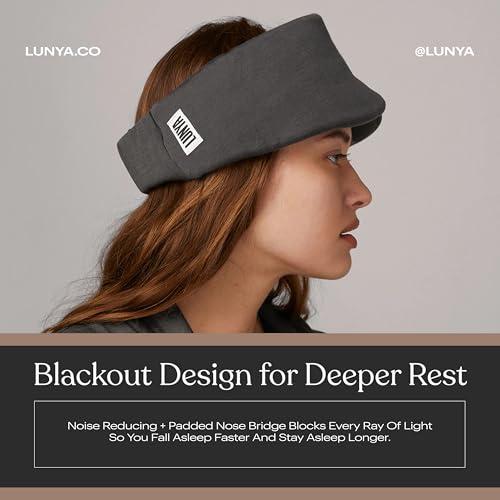 Lunya Washable Silk Sleep Mask LUSK7000, Meditative Grey, L - color: Meditative Grey, size: Large