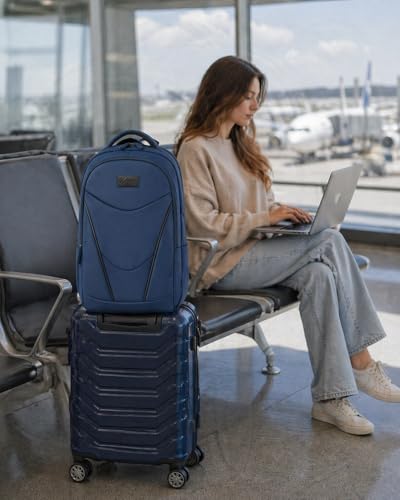 MATEIN HER Navy Blue Backpack, Computer Backpack with Water Bottle Pocket - color: Blue, size: 17.3 Inch
