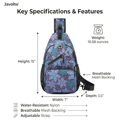 Javolto Crossbody Sling Bag,Small Backpack Men,Hands-Free Shoulder Daypack - color: Foliage