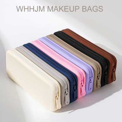 Silicone Makeup Brush Holder Travel Makeup Bag Soft Portable Brush Organizer, Large Travel Essentials Makeup Brush Case Zipper Pouch (Purple) - color: Purple