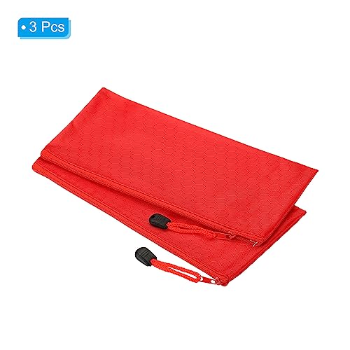 PATIKIL Waterproof Zipper File Bags, 3 Pack A6 Document Holders, Red - color: Red, size: A6