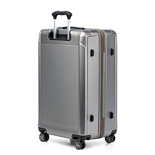 Travelpro Platinum Elite 하드사이드 확장 가능한 스피너 휠 수하물 TSA 잠금 하드 쉘 폴리카보네이트 슈트케이스, 메탈릭 샌드, Platinum Elite 하드사이드 확장 가능한 스피너 휠 러기지 Tsa Lock 하드 쉘 폴리카보네이트 슈트케이스 - color: 메탈릭 샌드, size: Checked- Large 28-Inch