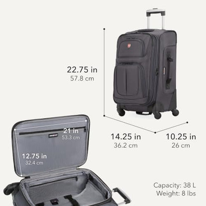 SwissGear Sion Softside Expandable Spinner Luggage Durable Lightweight Travel Suitcase, Dark Grey, 2-Piece Set (Carry-On/Backpack) - color: Dark Grey, size: 2-Piece Set (Carry-On/Backpack)
