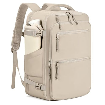 mibasies 30L Airline Approved Travel Carry On Backpack, fit 17" Laptop - color: Camel, size: X-Large
