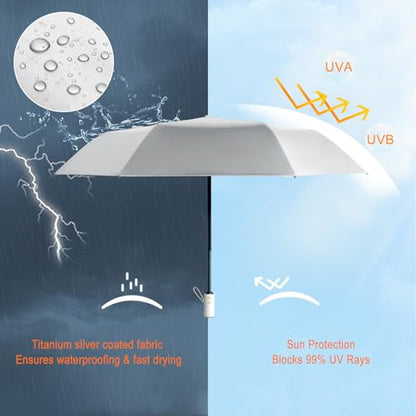 Cuby UV Sun Umbrella Compact Folding Travel Umbrella Auto Open and Close for Windproof, Rainproof & 99.9% UV Protection Parasol with Silver Anti-UV Coating - color: Hot air balloon
