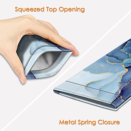 FINTIE Soft Eyeglasses Case with Cleaning Cloth, Squeeze Top Glasses Pouch - color: Ocean Marble