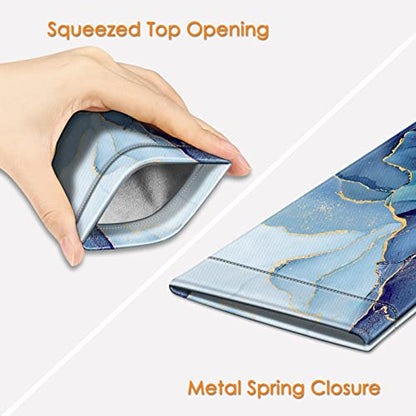 FINTIE Soft Eyeglasses Case with Cleaning Cloth, Squeeze Top Glasses Pouch - color: Ocean Marble