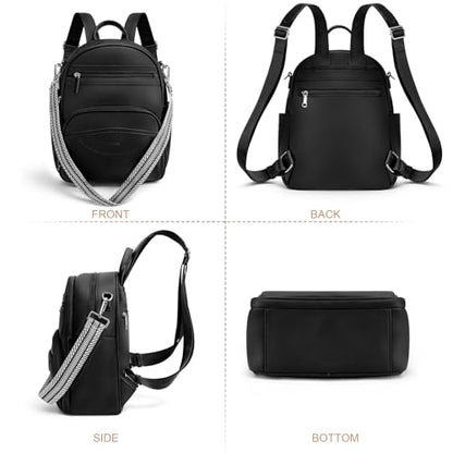 SYTRAH Small Backpack Purse for Women, Mini Daypack Cute for Travel Black | Small Backpack with RFID Wallet (4 Slots) & 10.2" Tablet Sleeve, 9-Pocket 3-Way Convertible Shoulder Bag, Removable Strap - color: Black