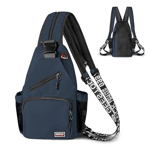 Geestock Convertible Sling Bag Crossbody Backpack for Women Men, Navy Blue - color: Navy Blue, size: Large