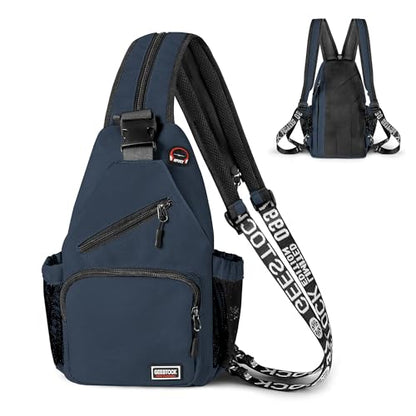 Geestock Convertible Sling Bag Crossbody Backpack for Women Men, Navy Blue - color: Navy Blue, size: Large
