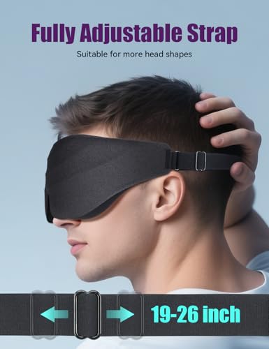 Sleep Eye Mask for Men Women, EVA BELLE Light Blocking Sleeping Mask for Side Sleeper, 3D Contoured Cup Night Blindfold, Lash Extensions 3D Sleeping Mask with Adjustable Strap for Travel, Night & Nap - color: 02-black