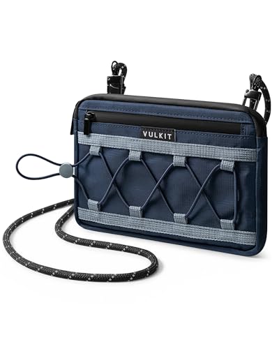 VULKIT Neck Wallet for Travel, Nylon Passport Holder RFID Blocking with Adjustable Lanyard, Blue - color: Blue