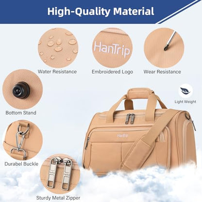 HanTrip 16 Inch Under Seat Carry On Duffle Bag for Airplanes, Pink - color: Pink, size: Carry-on 16.5-Inch
