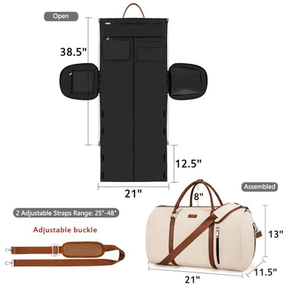 Convertible 2-in-1 Garment Bags for Travel with Waterproof Shoe Compartment - color: 1-Off White