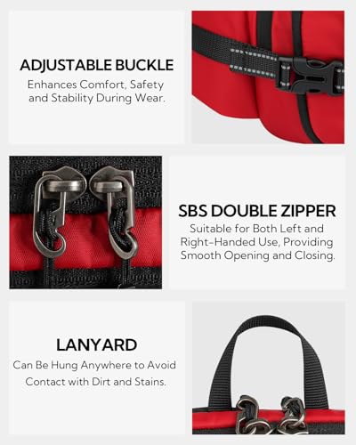 WATERFLY Fanny Pack Waist Bag: 3L Large RFID Anti-Theft for Travel - color: Red