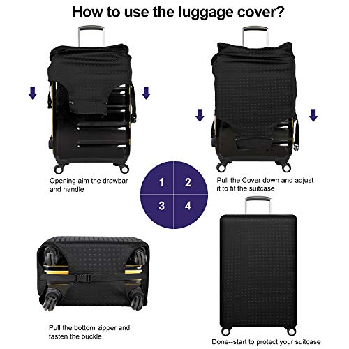 Travel Suitcase Protective Cover 26"-28" Suitcase Protective Cover & High Elastic Spandex Size L - color: Black, size: L(Fits to 26"-28" Trolley Case)