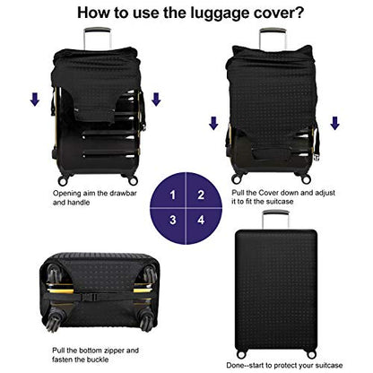 Travel Suitcase Protective Cover 26"-28" Suitcase Protective Cover & High Elastic Spandex Size L - color: Black, size: L(Fits to 26"-28" Trolley Case)