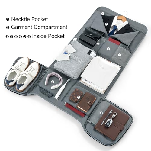 Hanke Garment Bags for Travel, 55L Carry on Convertible Garment Duffle Bag - color: Light Grey
