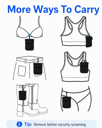 RFID-Blocking Travel Bra Wallet, Hidden Money Pouch with Elastic Strap - color: Black, size: Credit Card Size