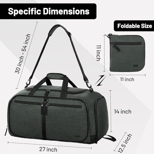 MIER Packable Travel Duffle Bag with Shoe Compartment, 80L, Gray - color: Gray, size: 80L